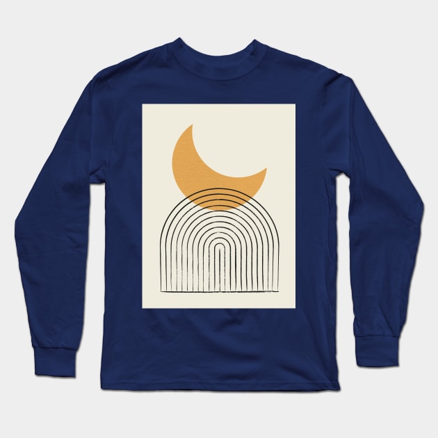 Moon Mountain Gold  - Mid century modern Long Sleeve T-Shirt by moonlightprint